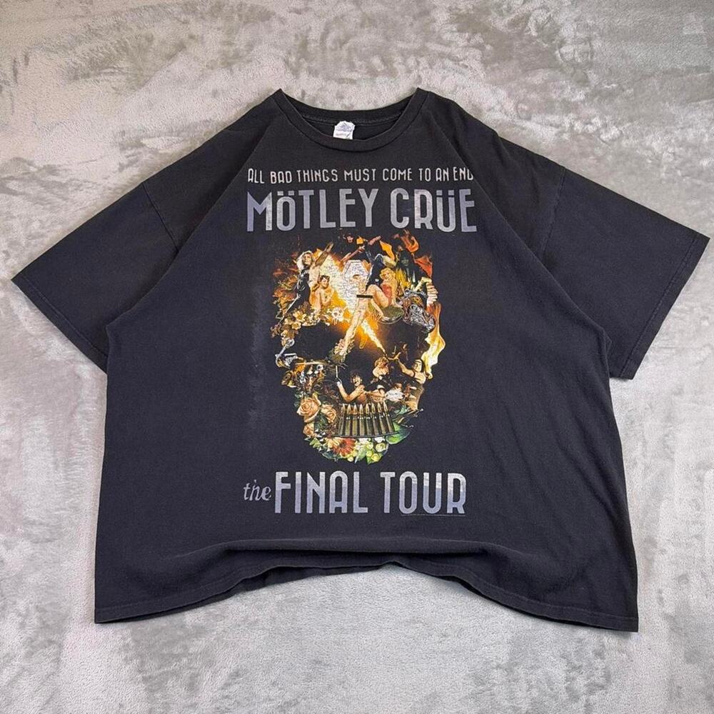 2014 Mötley Crüe The Final Tour Skull Graphic Band T-Shirt Size 3XL